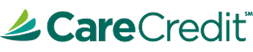 CareCredit logo featuring teal text and green leaf design element